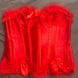Fully adjustable Red Satin/Lace Corset